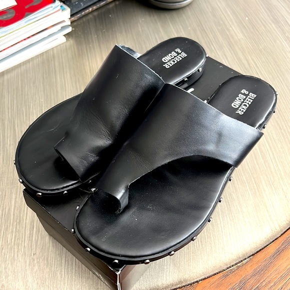 Black Leather Sandals - Picture 3 of 5